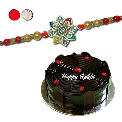 "Fancy Rakhi -  FR- 8160 A (Single Rakhi), chocolate cake - 1kg - Click here to View more details about this Product